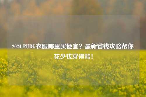 2024 PUBG衣服哪里买便宜？最新省钱攻略帮你花少钱穿得酷！