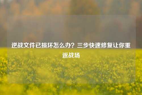 逆战文件已损坏怎么办？三步快速修复让你重返战场