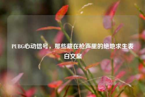 PUBG心动信号，那些藏在枪声里的绝地求生表白文案