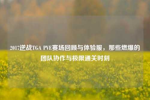 2017逆战TGA PVE赛场回顾与体验服，那些燃爆的团队协作与极限通关时刻