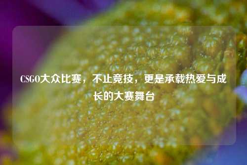 CSGO大众比赛，不止竞技，更是承载热爱与成长的大赛舞台