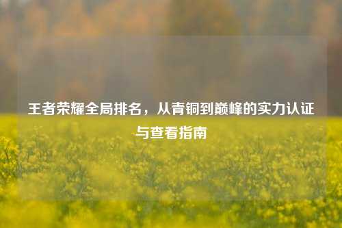 王者荣耀全局排名，从青铜到巅峰的实力认证与查看指南