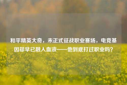 和平精英大奇，未正式征战职业赛场，电竞基因却早已融入血液——他到底打过职业吗？