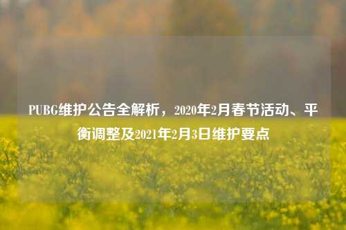 PUBG维护公告全解析，2020年2月春节活动、平衡调整及2021年2月3日维护要点
