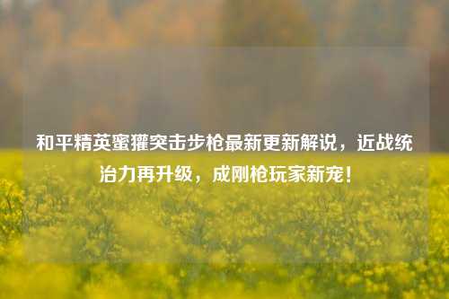 和平精英蜜獾突击步枪最新更新解说，近战统治力再升级，成刚枪玩家新宠！