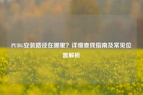 PUBG安装路径在哪里？详细查找指南及常见位置解析