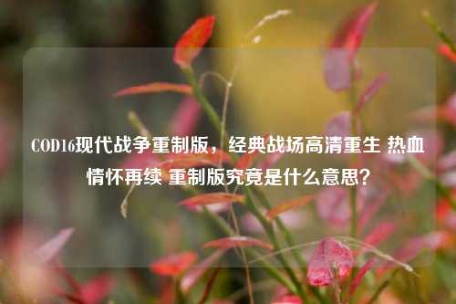 COD16现代战争重制版，经典战场高清重生 热血情怀再续 重制版究竟是什么意思？