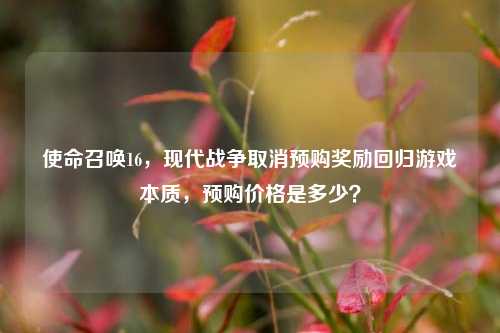 使命召唤16，现代战争取消预购奖励回归游戏本质，预购价格是多少？