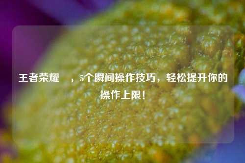 王者荣耀暃，5个瞬间操作技巧，轻松提升你的操作上限！