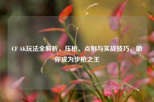 CF AK玩法全解析，压枪、点射与实战技巧，助你成为步枪之王