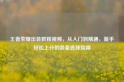 王者荣耀出装教程视频，从入门到精通，新手轻松上分的装备选择指南