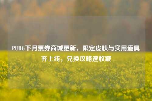 PUBG下月票券商城更新，限定皮肤与实用道具齐上线，兑换攻略速收藏