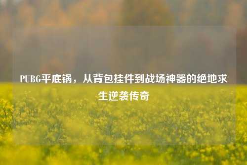 PUBG平底锅，从背包挂件到战场神器的绝地求生逆袭传奇