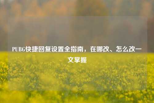 PUBG快捷回复设置全指南，在哪改、怎么改一文掌握