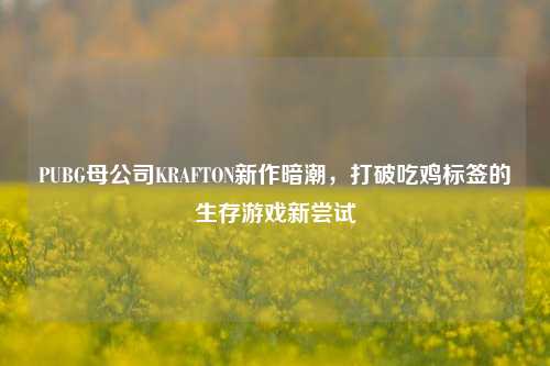 PUBG母公司KRAFTON新作暗潮，打破吃鸡标签的生存游戏新尝试