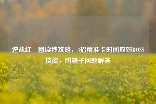 逆战红犼团读秒攻略，3招精准卡时间应对BOSS技能，附箱子问题解答