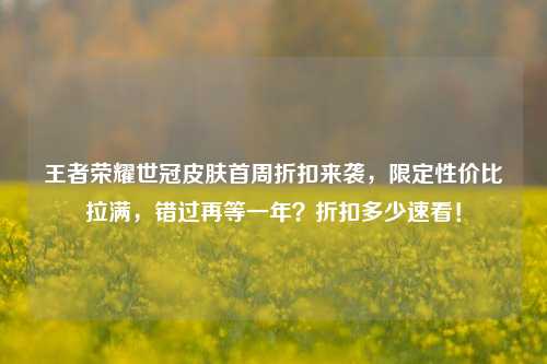 王者荣耀世冠皮肤首周折扣来袭，限定性价比拉满，错过再等一年？折扣多少速看！