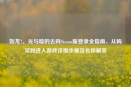 如龙7，光与暗的去向Steam版登录全指南，从购买到进入游戏详细步骤及名称解答
