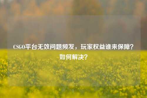 CSGO平台无效问题频发，玩家权益谁来保障？如何解决？
