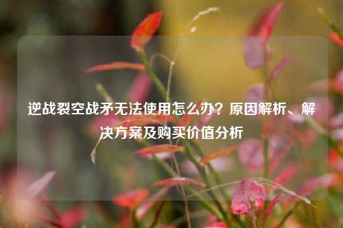 逆战裂空战矛无法使用怎么办?原因解析、解决方案及购买价值分析