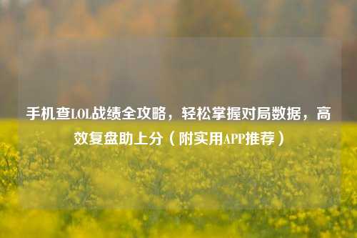 手机查LOL战绩全攻略，轻松掌握对局数据，高效复盘助上分（附实用APP推荐）