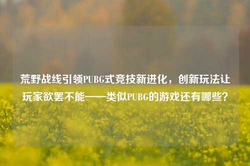 荒野战线引领PUBG式竞技新进化，创新玩法让玩家欲罢不能——类似PUBG的游戏还有哪些？