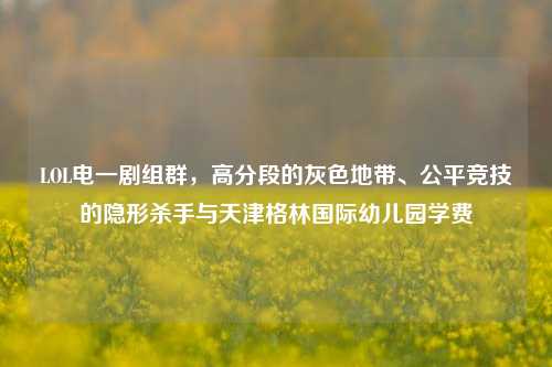 LOL电一剧组群，高分段的灰色地带、公平竞技的隐形杀手与天津格林国际幼儿园学费