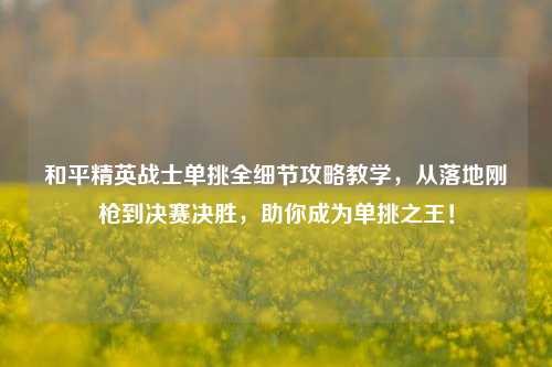 和平精英战士单挑全细节攻略教学，从落地刚枪到决赛决胜，助你成为单挑之王！