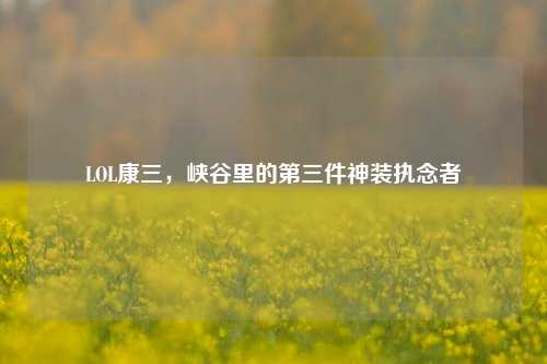 LOL康三，峡谷里的第三件神装执念者