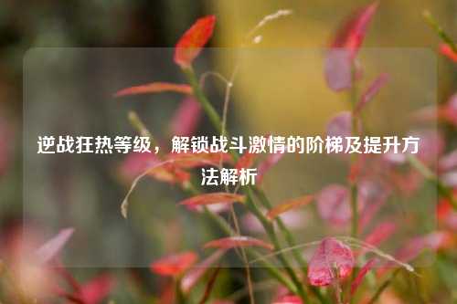 逆战狂热等级，解锁战斗激情的阶梯及提升方法解析