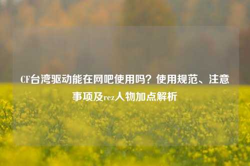 CF台湾驱动能在网吧使用吗？使用规范、注意事项及rez人物加点解析