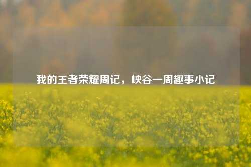 我的王者荣耀周记，峡谷一周趣事小记