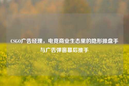 CSGO广告经理，电竞商业生态里的隐形操盘手与广告弹窗幕后推手