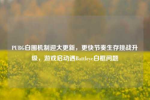 PUBG白圈机制迎大更新，更快节奏生存挑战升级，游戏启动遇Battleye白框问题