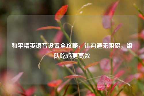 和平精英语音设置全攻略，让沟通无阻碍，组队吃鸡更高效