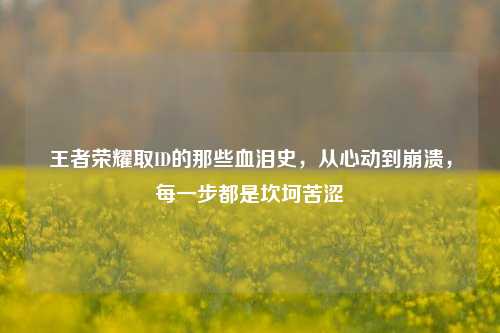 王者荣耀取ID的那些血泪史，从心动到崩溃，每一步都是坎坷苦涩