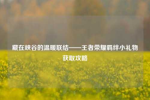 藏在峡谷的温暖联结——王者荣耀羁绊小礼物获取攻略