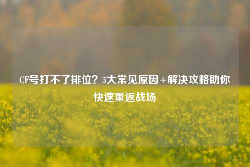 CF号打不了排位？5大常见原因+解决攻略助你快速重返战场