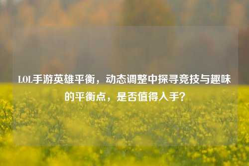 LOL手游英雄平衡，动态调整中探寻竞技与趣味的平衡点，是否值得入手？