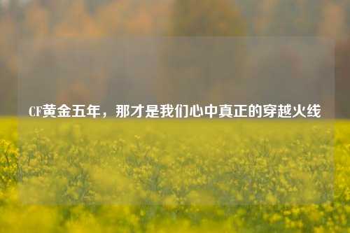 CF黄金五年，那才是我们心中真正的穿越火线