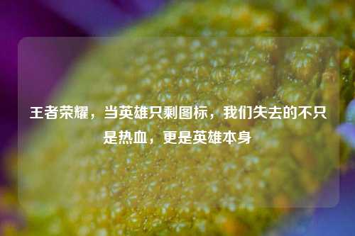 王者荣耀，当英雄只剩图标，我们失去的不只是热血，更是英雄本身