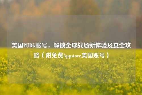 美国PUBG账号，解锁全球战场新体验及安全攻略（附免费Appstore美国账号）