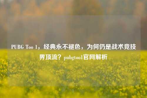 PUBG Too 1，经典永不褪色，为何仍是战术竞技界顶流？pubgtoo1官网解析