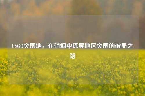 CSGO突围地，在硝烟中探寻地区突围的破局之路
