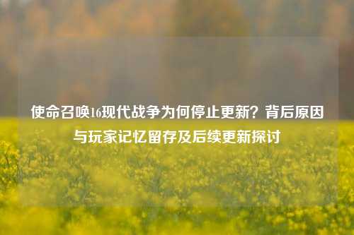 使命召唤16现代战争为何停止更新？背后原因与玩家记忆留存及后续更新探讨
