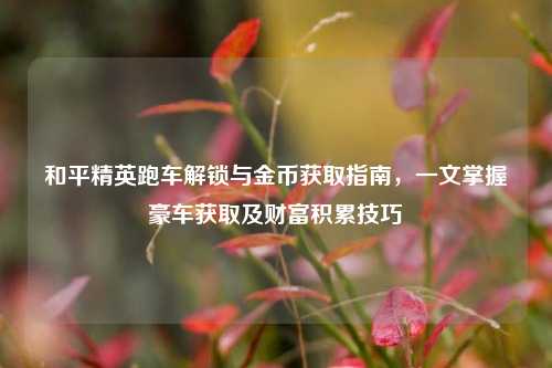 和平精英跑车解锁与金币获取指南，一文掌握豪车获取及财富积累技巧