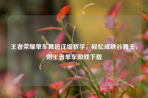 王者荣耀单车舞超详细教学，轻松成峡谷舞王，附王者单车游戏下载