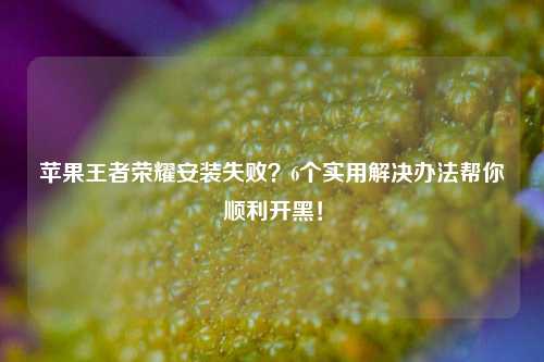 苹果王者荣耀安装失败?6个实用解决办法帮你顺利开黑!