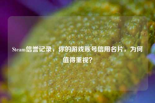 Steam信誉记录，你的游戏账号信用名片，为何值得重视？