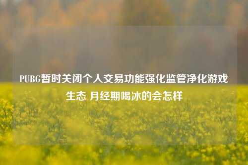 PUBG暂时关闭个人交易功能强化监管净化游戏生态 月经期喝冰的会怎样